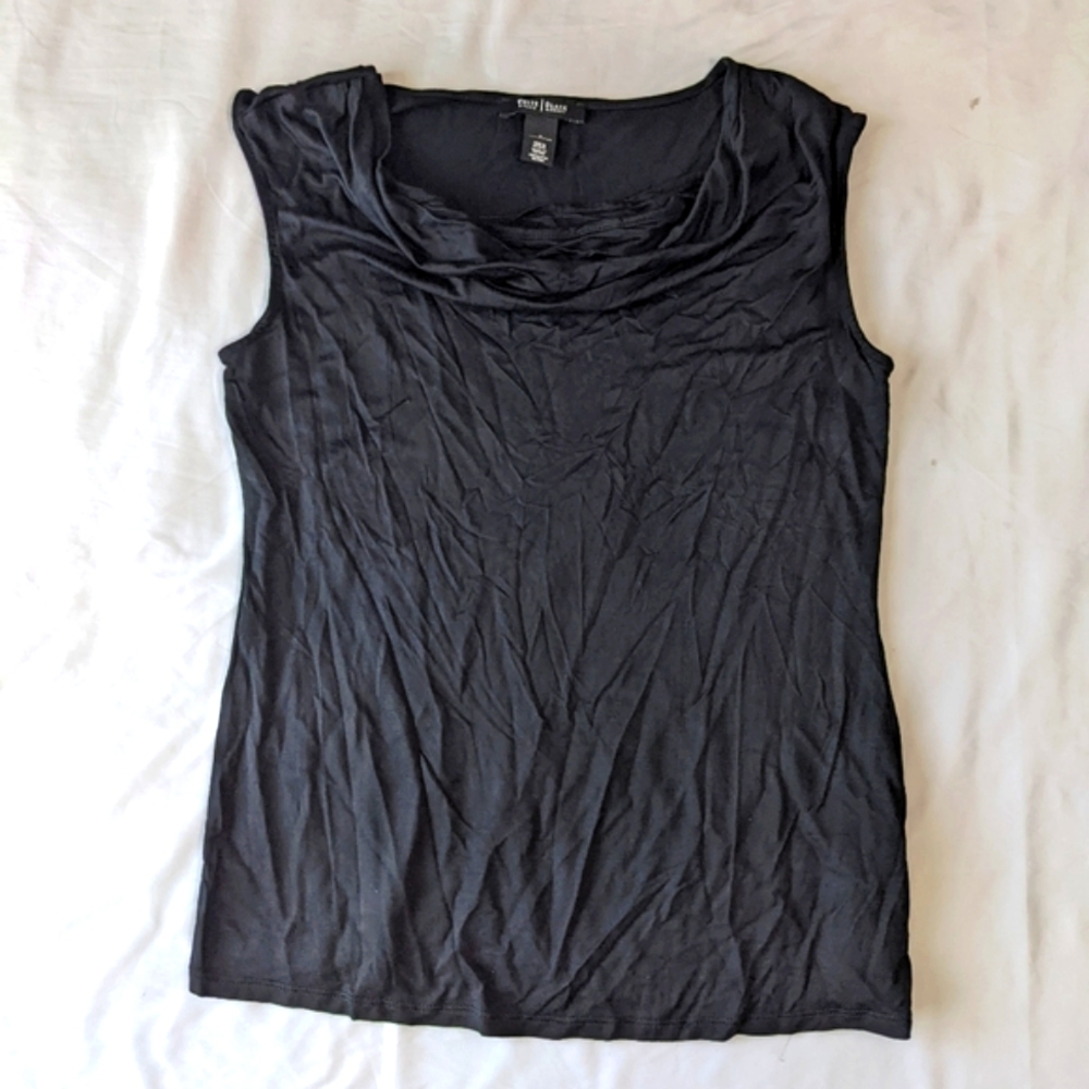 White House Black Market Black Sleeveless Top Cowl Neck Size Small